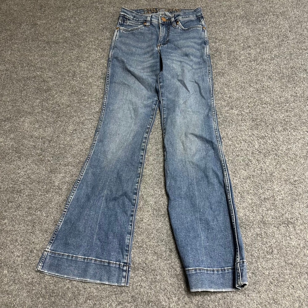 Wrangler Jeans Womens Size 25 Blue Flare Leg Stretch Denim High Rise Retro Boho